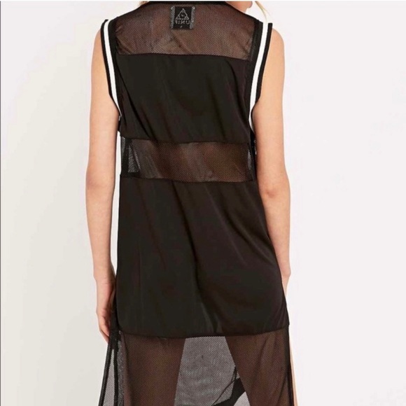 UNIF Dev Jersey Dress‎ Mesh Sheer Panel Black White - Picture 2 of 15